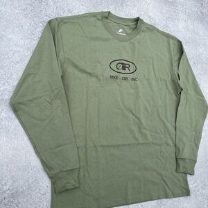 Nike Air Max Sportswear Green Brown Long Sleeve Air Max 1 Cotton Graphic T-Shirt
